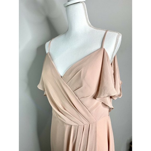 Watters&Watters Aldridge Cold-Shoulder Slit Bridesmaid Flowy Gown Size 12 - Picture 6 of 10